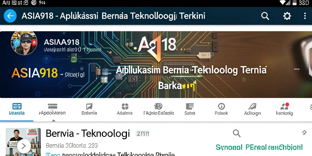 Screenshot utama ASIA918 menampilkan antarmuka berita teknologi.
