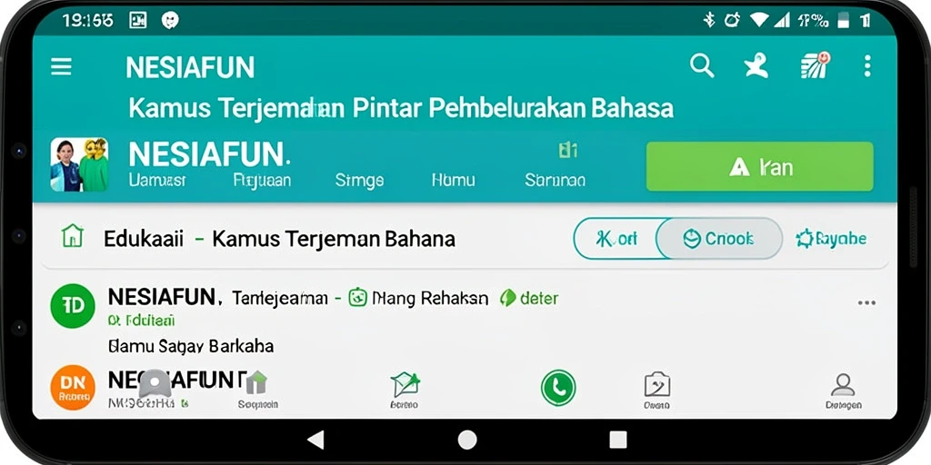 Screenshot antarmuka pengguna NESIAFUN yang menampilkan fungsi Kamus Terjemahan.