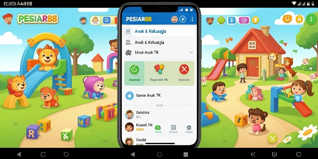 Tampilan antarmuka PESIAR88 yang menarik untuk anak-anak.