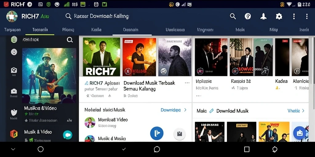 Antarmuka RICH7 yang menarik untuk Download Musik dengan berbagai fitur.